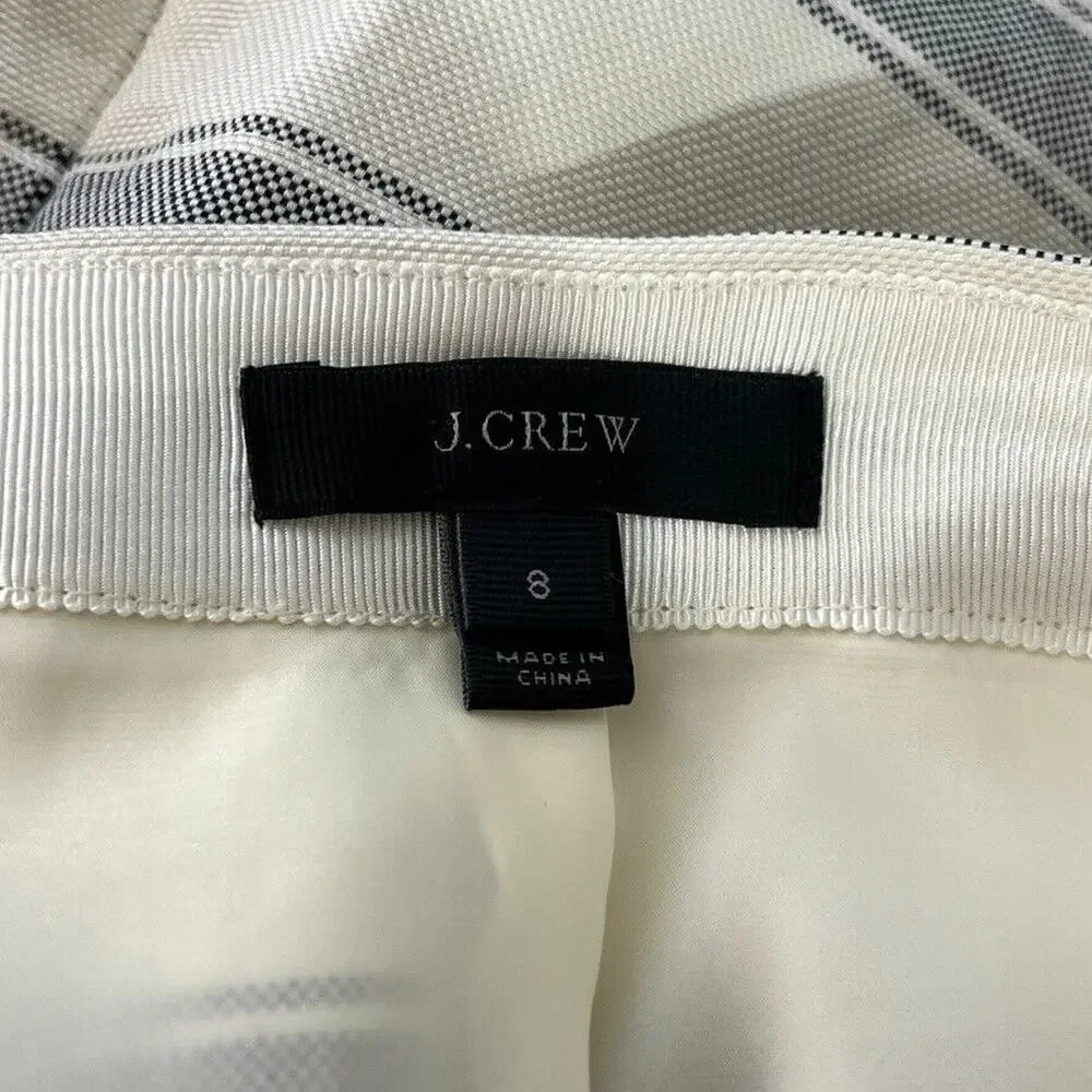J Crew Striped Linen Silk Pencil Skirt Women's Size 8 Classic Fit